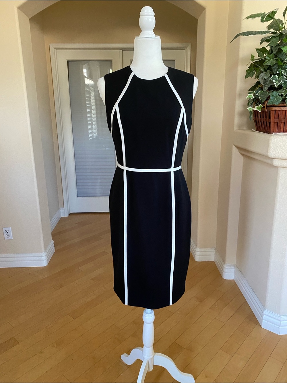 Calvin Klein Black Dress with White Piping - Picture 2 of 8